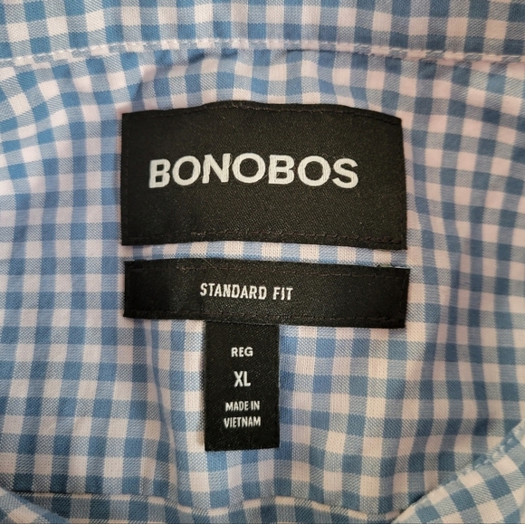 Bonobos Light Blue and White Gingham Collared Button Down Long Sleeve Shirt - Picture 7 of 9